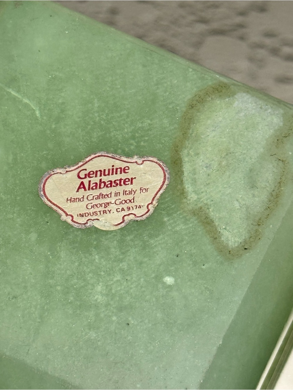 Vintage Alabaster Green Alabaster Floral Italian Alabaster Trinket Box - Picture 11 of 12